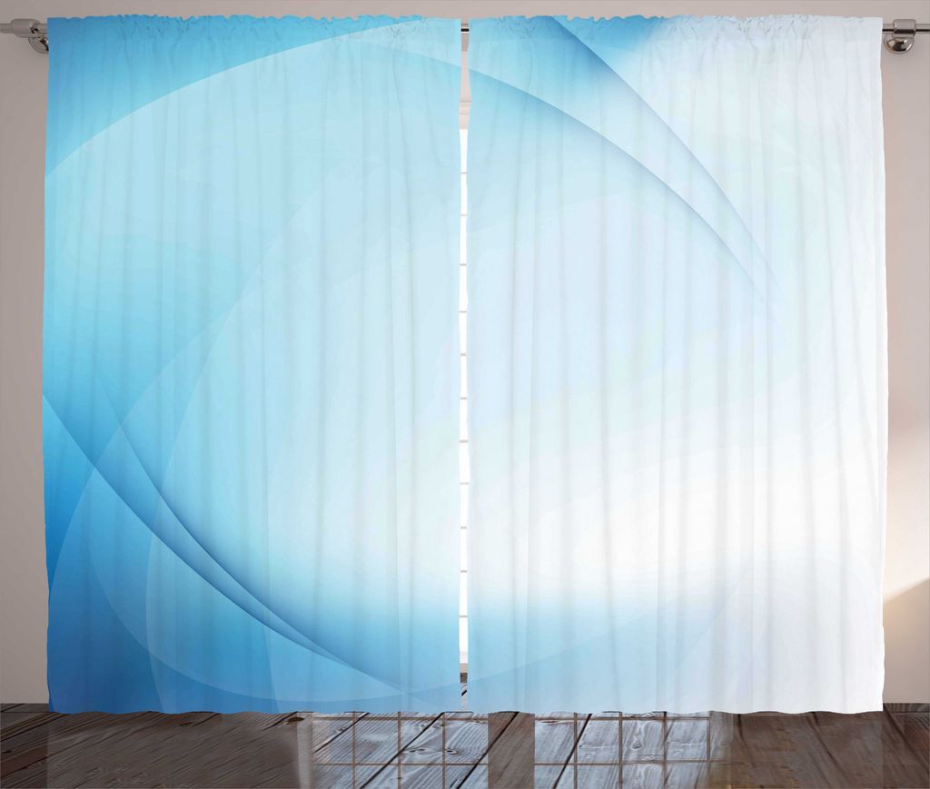 ABAKUHAUS Blau Rustikaler Gardine, Strahleneffekt Abstrakt Moderne, Schlafzimmer Kräuselband Vorhang mit Schlaufen und Haken, 280 x 225 cm, Blau u...