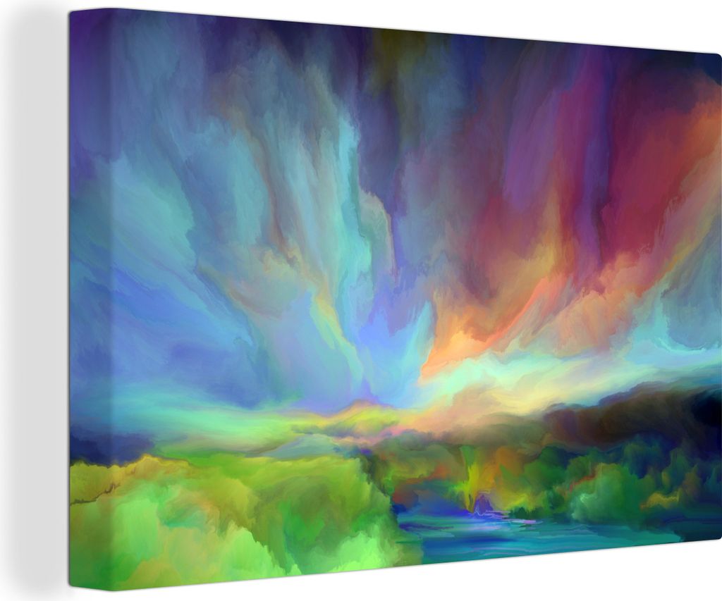 OneMillionCanvasses - Leinwandbilder - 150x100 cm, Landschaft - Aquarell - Himmel, Wandbilder Kunstdruck Wanddekoration