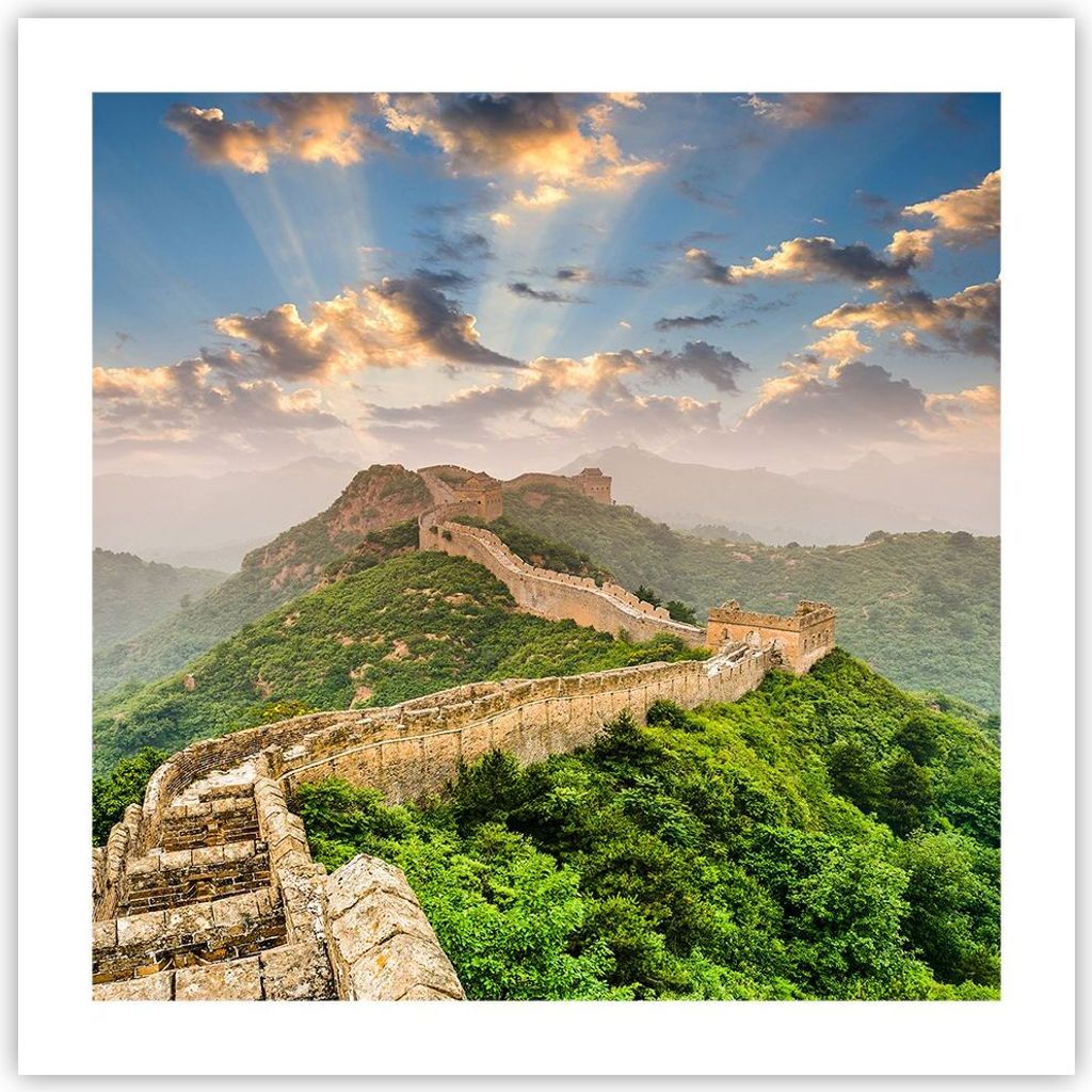 Poster - Poster ohne Rahmen - Wand Berg asiatisch china - 50x50 cm - Wand Bild - Wanddeko - Wandbilder - Kunstposter - Wandposter - Bilder - Kunstd...