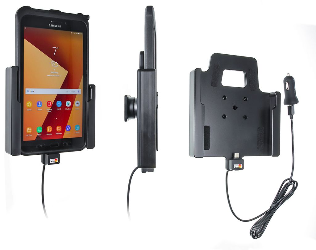 Brodit Gerätehalter 721002 mit Ladefunktion - für Smartphones - Samsung Galaxy Tab Active 2 SM-T390/SM-T395, Samsung Galaxy Tab Active 3 SM-T570/...