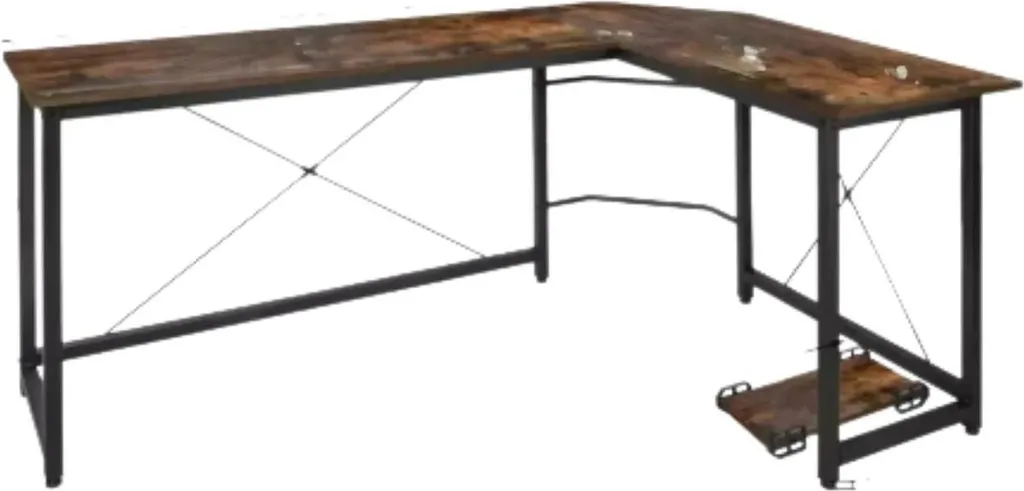 Bureau pour télétravail et gaming en L - Table informatique 190cm boisée