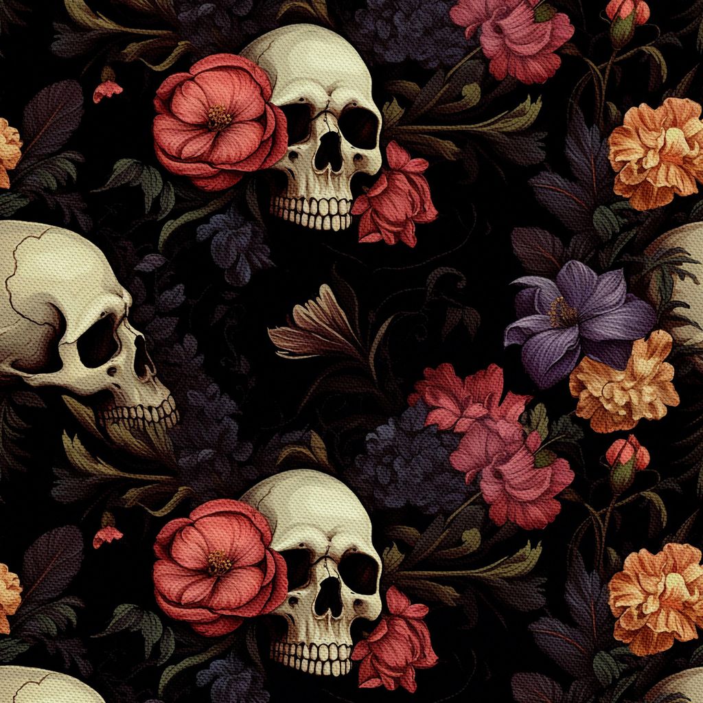 OUTDOOR DEKOSTOFFE OXFORD - Motiv der Schädel I DX4445