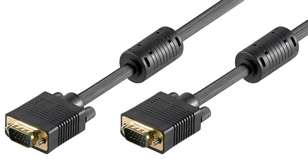 Goobay 93009 Cavo monitor Full HD SVGA, placcato oro, 50 m, nero - Spina VGA (15 pin) > Spina VGA (15 pin)