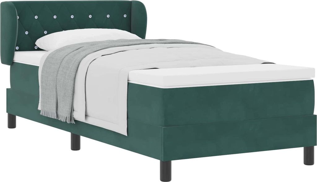 "WINTER SALE"Boxspringbett - Einzelbett/Jugendbett mit Lattenrost - mit Matratze Dunkelgrün 100x200cm Samt - Klassische Betten NeuMöbel262656