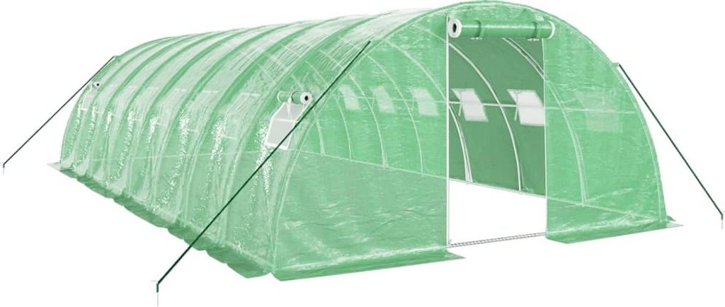 Gewächshaus mit Stahlrahmen Grün 32 m² 8x4x2 m