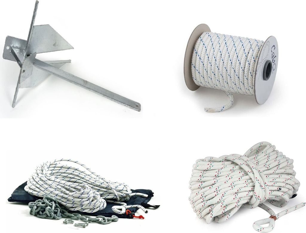 Danforthanker Variante mit Seil Größe: 3 kg Leine: 6 x 30