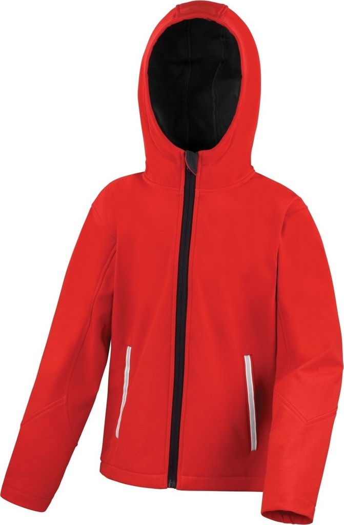Result Core Kinder Junior Softshell-Jacke mit Kapuze BC3251 (5/6 Jahre (108/116)) (Rot/Schwarz)