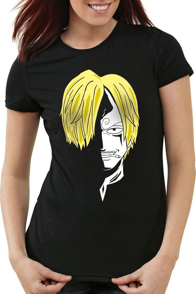 style3 Sanji T-Shirt Damen, Farbe:Schwarz, Größe:S