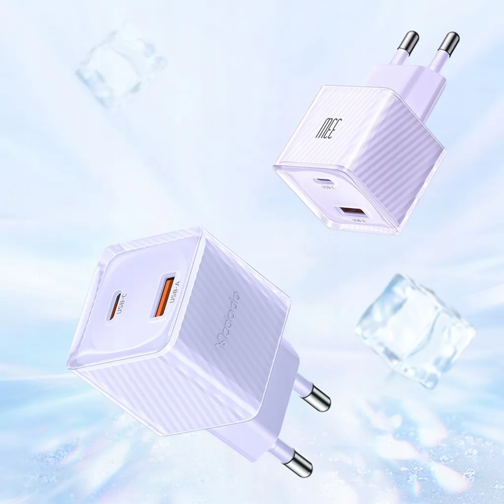 Chargeur de Voyage Rapide 33W pour iPhone et Android, Double USB Violet - 2