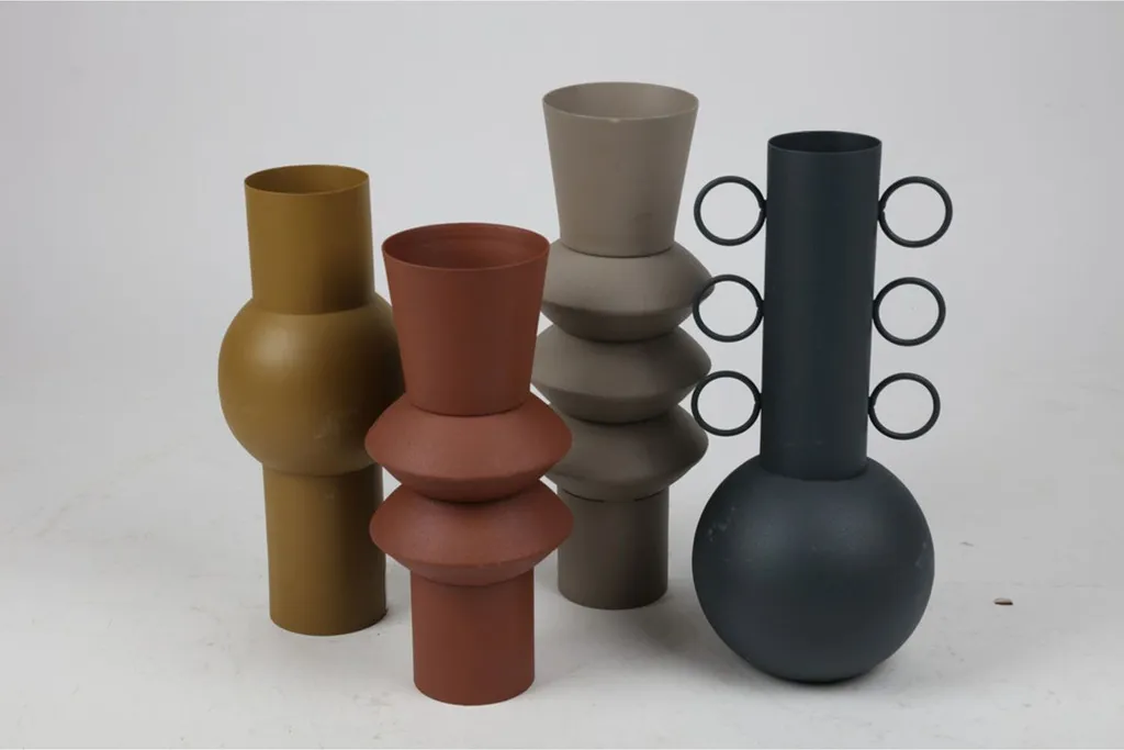 Vases en Métal Designs Variés pour Herbe de la Pampa - Lot de 6 Bacs