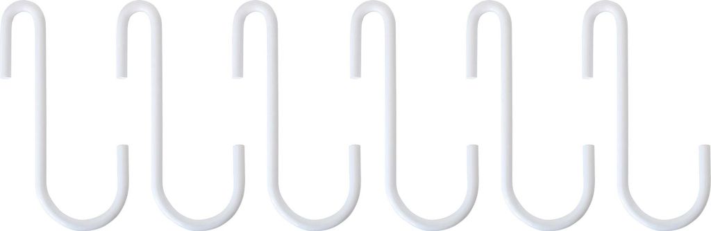 Natural Goods Berlin GARD Kleiderhaken FLAT, S-Kleiderhaken, Garderobenhaken für Stangen und flache Leisten, Weiß, 6 Stück