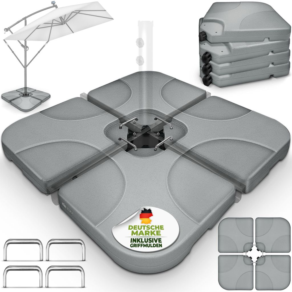 tillvex® Pied de parasol Gris 60 litres / 80 kg - 4 pièces Image du produit 