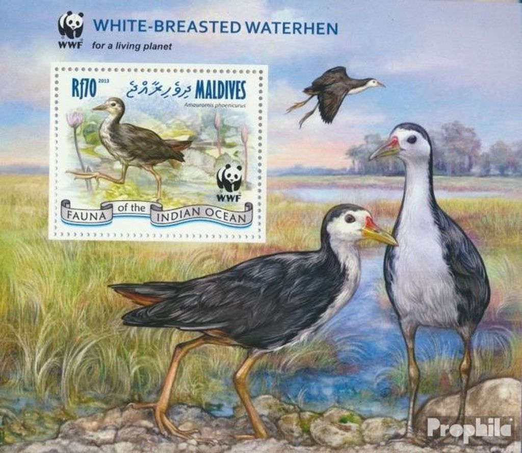 Briefmarken Malediven 2013 Mi Block 641 (kompl. Ausg.) postfrisch WWF - Vögel