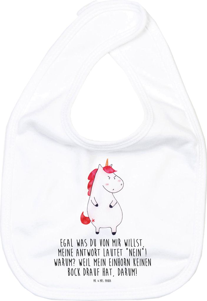 Mr. & Mrs. Panda Lätzchen Einhorn Wut - Weiß - Geschenk, Sabberlätzchen, Nein, Unicorn, Babylätzchen, Schlabberlätzchen, Einhörner, Sabber, L...