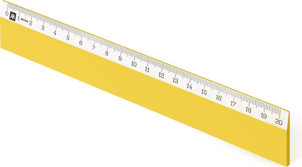 Metrie | Scholar-W20GE Holzlineal gelb mit weißem Streifen unter der Skala | 20 cm