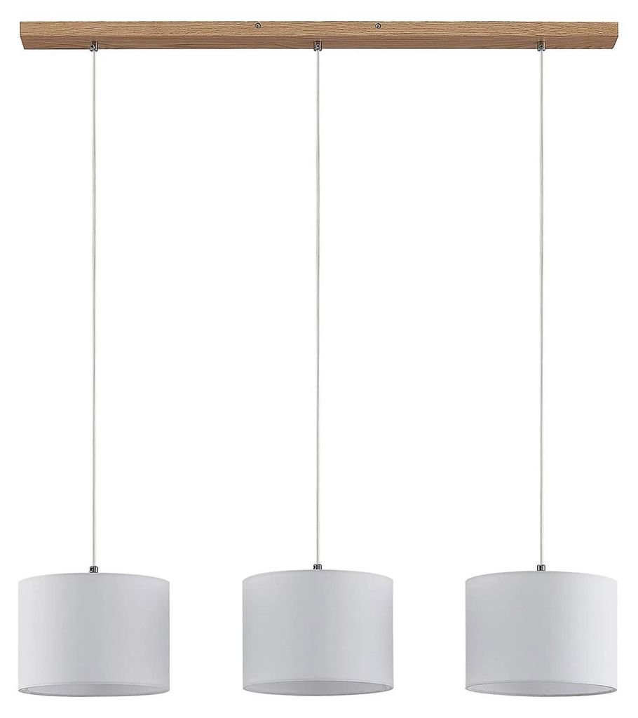 Lindby Hängeleuchte Imarin, 3-flg., weiß, Textil, 100cm Produktbild 