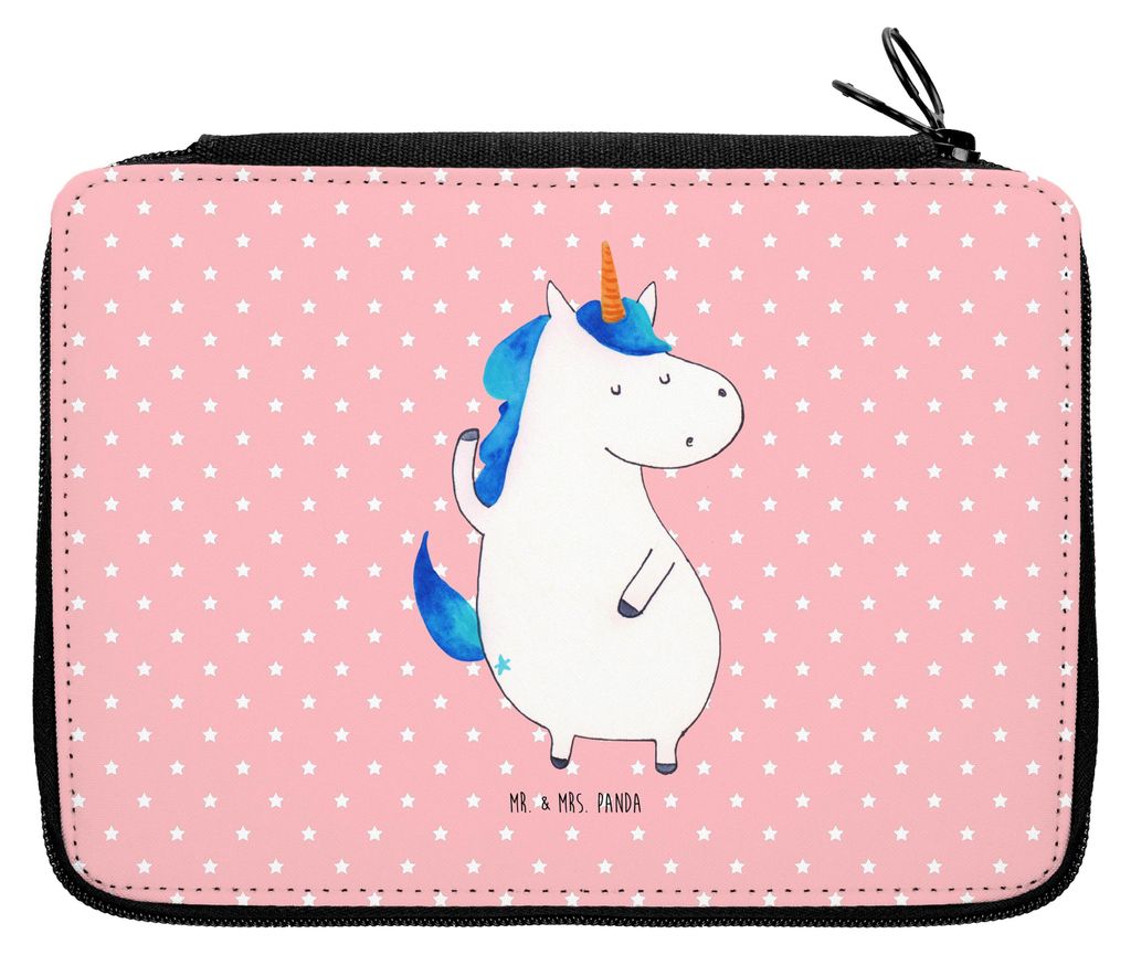 Mr. & Mrs. Panda Bleistiftetui Einhorn Mann - Rot Pastell - Geschenk, Etui, Federmäppchen, Mäppchen, Schlampermäppchen, Familie, Unicorn, Beste,...