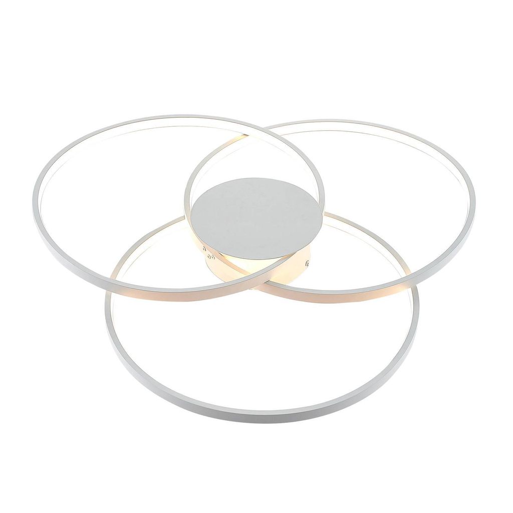 Lindby LED-Deckenleuchte Riley, weiß, Metall, 80 cm, dimmbar