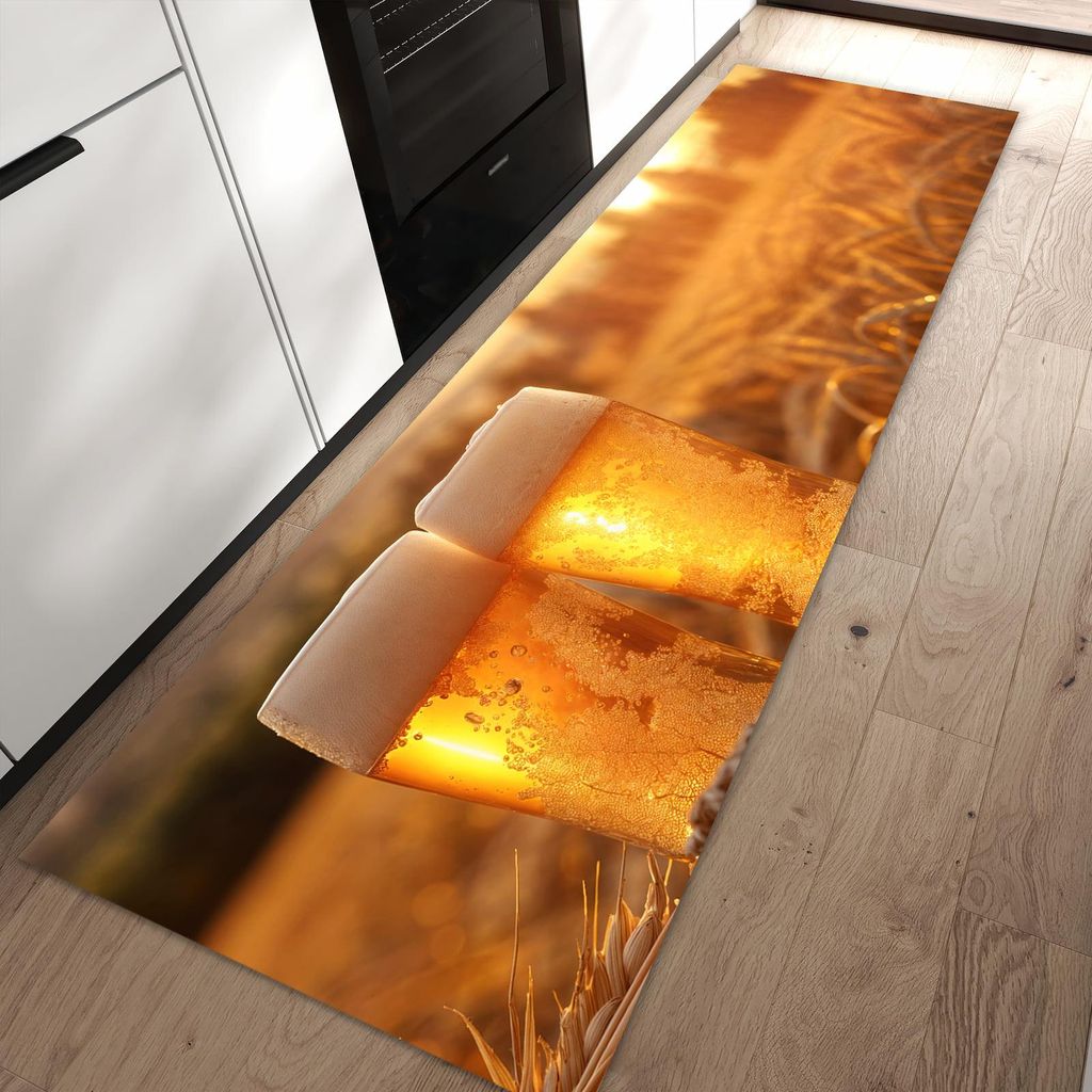 Küchenteppich 60x90cm rutschfest & abwischbar PVC Läufer - Sonnenuntergangsbecher