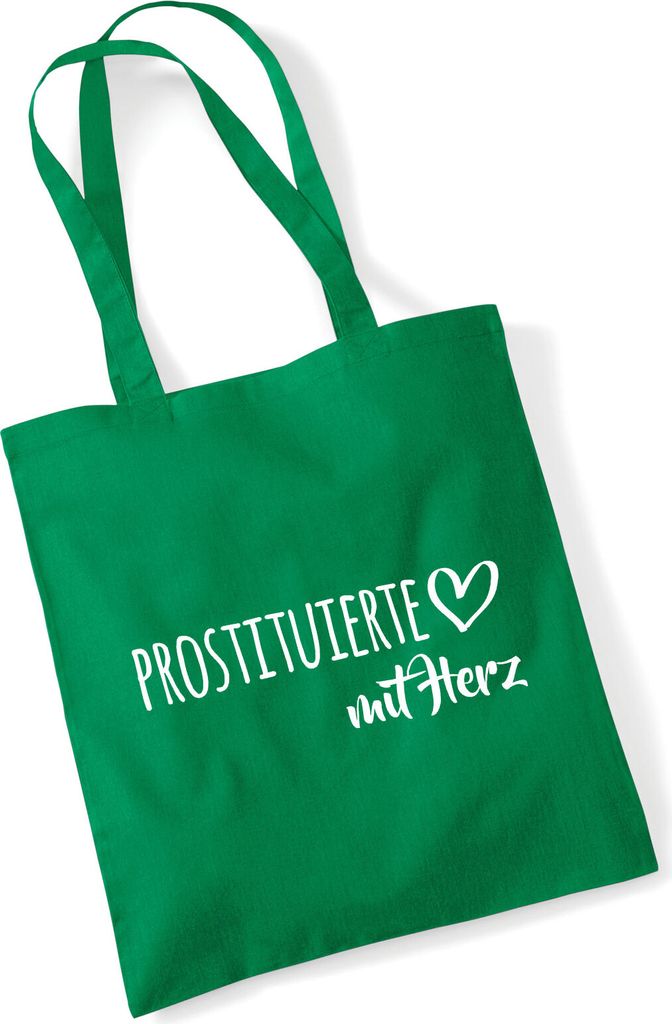 Huuraa Jutebeutel Prostituierte mit Herz 10 Liter Kelly Green Baumwolle Tasche Geschenkidee