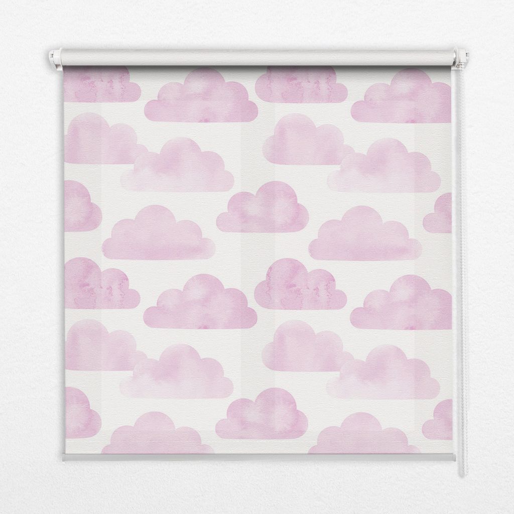 Seitenzug-Rollo Fensterrollo Jalousie - Thermo-Rollo Verdunkelungsrollo - 140x140 cm - Rosa Wolken