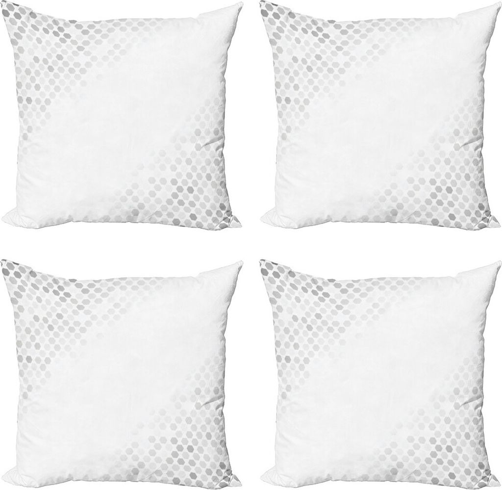 ABAKUHAUS Grau Kissenbezug Set (4 Stück), Abstrakte Mosaik-Kunst, Moderner Doppelseitiger Digitaldruck, 45 cm x 45 cm, Weiß