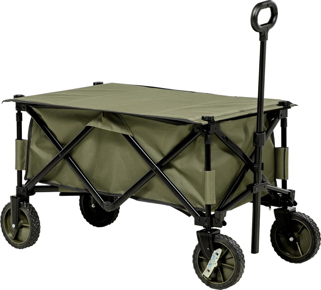 Strandwagen, klappbarer Transportwagen 4 R?der abnehmbare Plane h?henverstellbarer Griff neigbarer Tablett klappbar und 5 Aufbewahrungstaschen 108 ...
