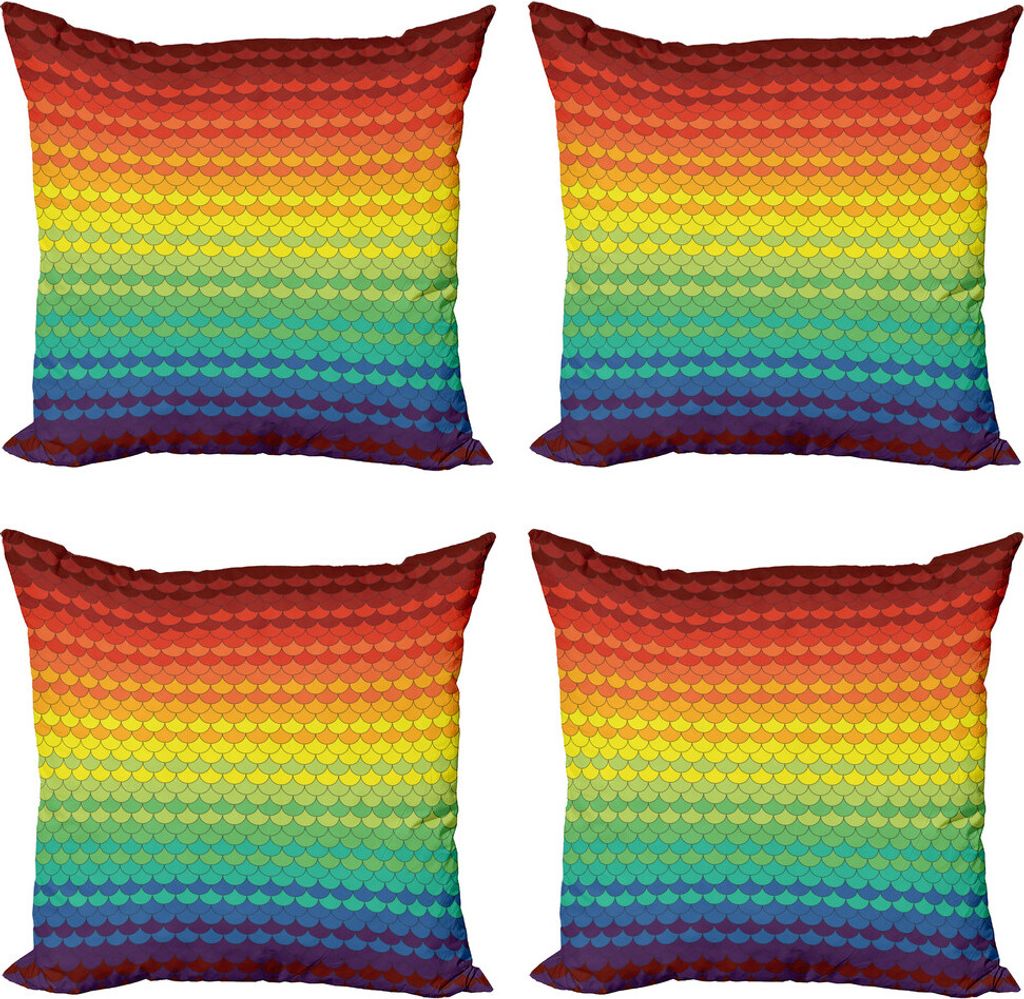 ABAKUHAUS Fiesta Kissenbezug Set (4 Stück), Bunte Regenbogen-Skala, Moderner Doppelseitiger Digitaldruck, 60 cm x 60 cm, Mehrfarbig