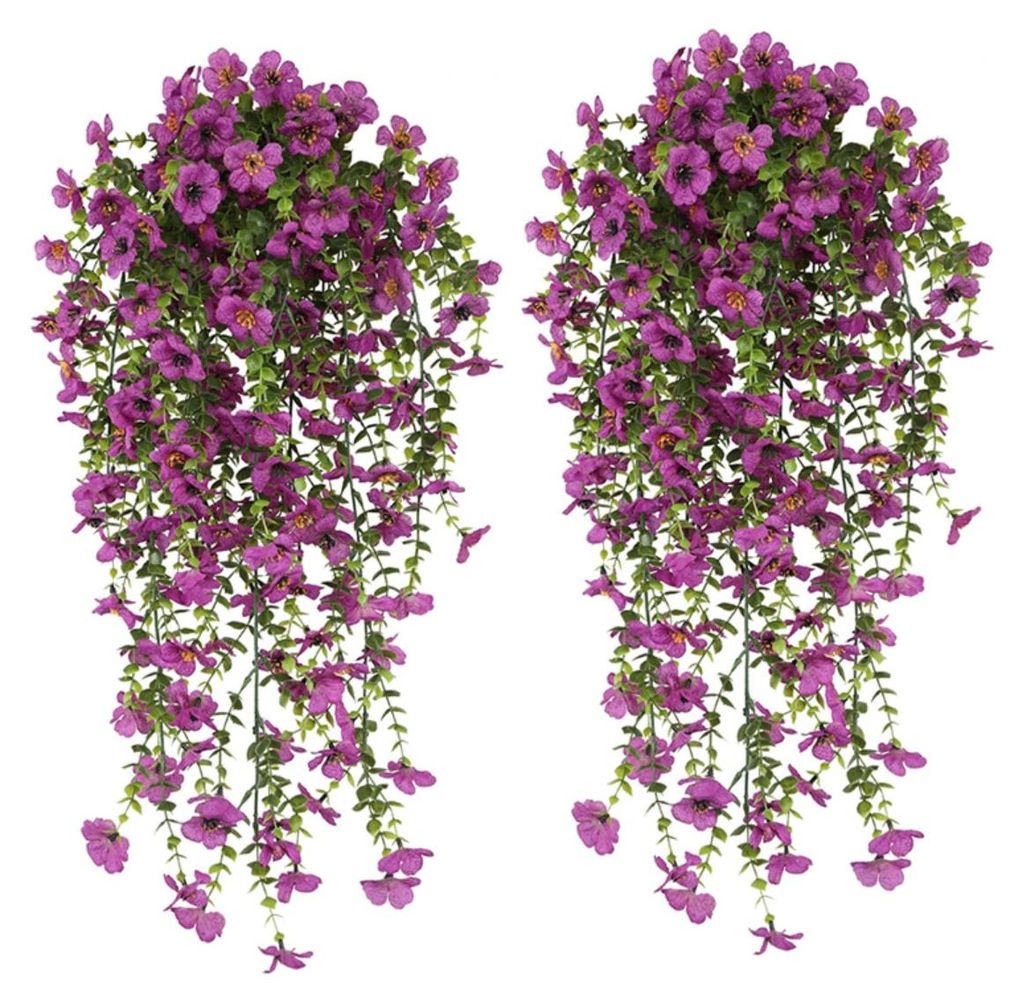 INF Violettgrün Eukalyptusranke Seide und Kunststoff 30cm 2er Hängend Rot
