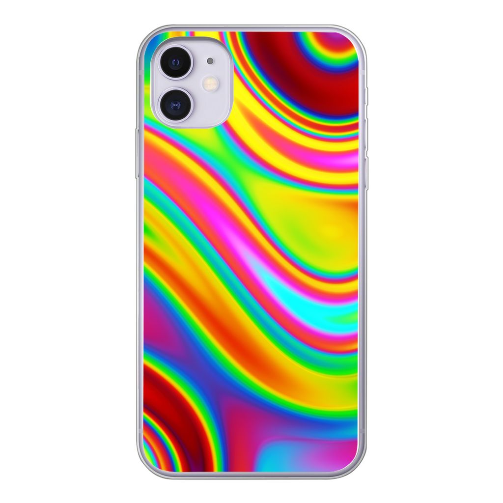 MuchoWow Handyhülle Schutzhülle Hülle für iPhone 11 Kunst - Wellen - Farben - Psychedelisch Silikon Softcase Handy Hülle - Handytasche