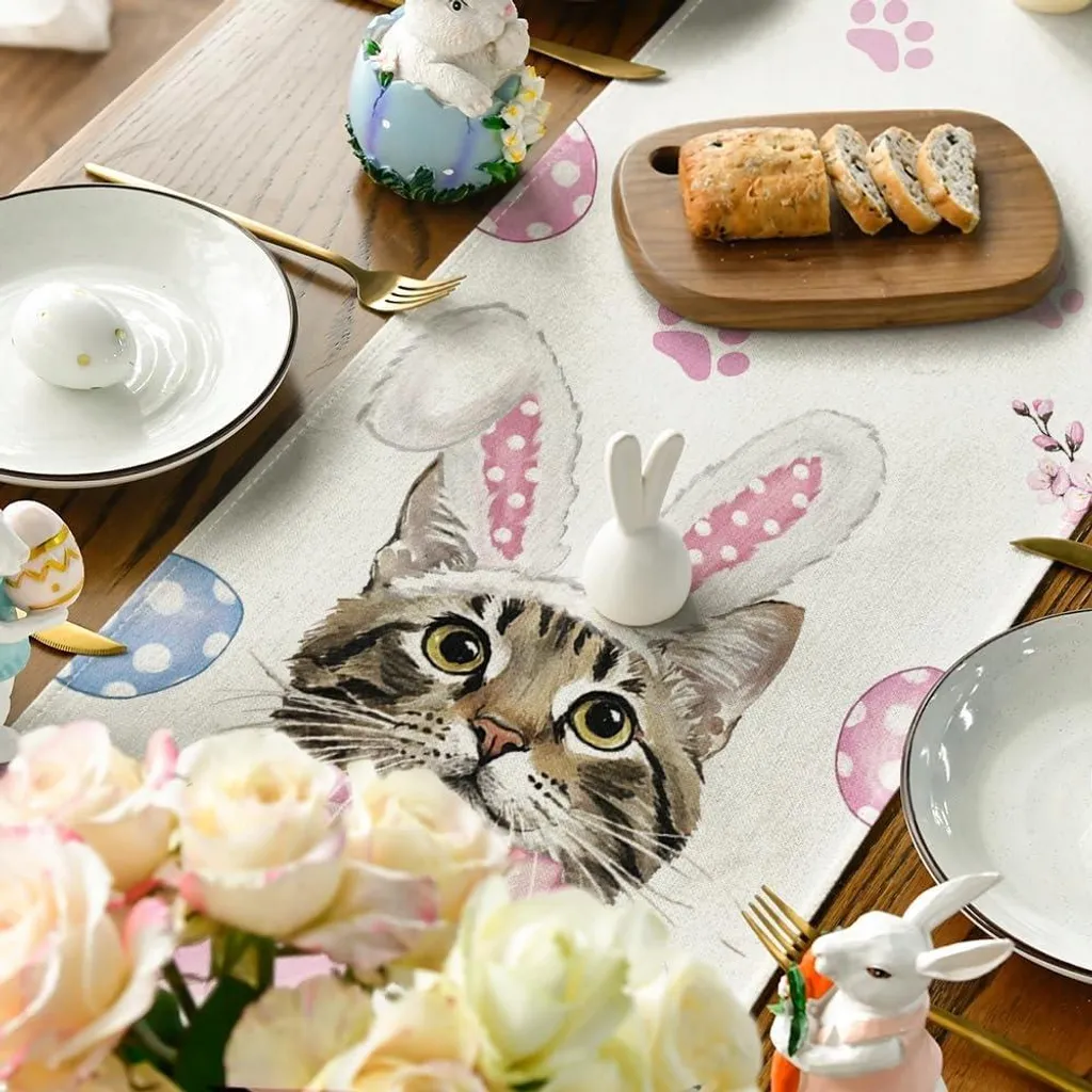 Linge de table de Pâques décoratif avec chemin et 4 sets de table - 11