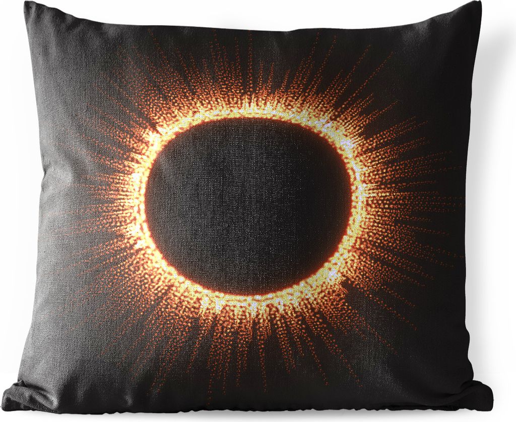 MuchoWow Outdoor Kissen - Eine Illustration einer Sonnenfinsternis mit feurigen Strahlen - 40x40 cm - Wetterfest - Lounge Kissen - Kopfkissen - I...