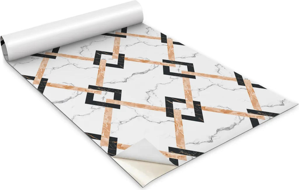 Pellicola autoadesiva per mobili - pellicola decorativa - mobili da tavolo - tagliabile su misura - marmo e quadrati - 100 x 50 cm