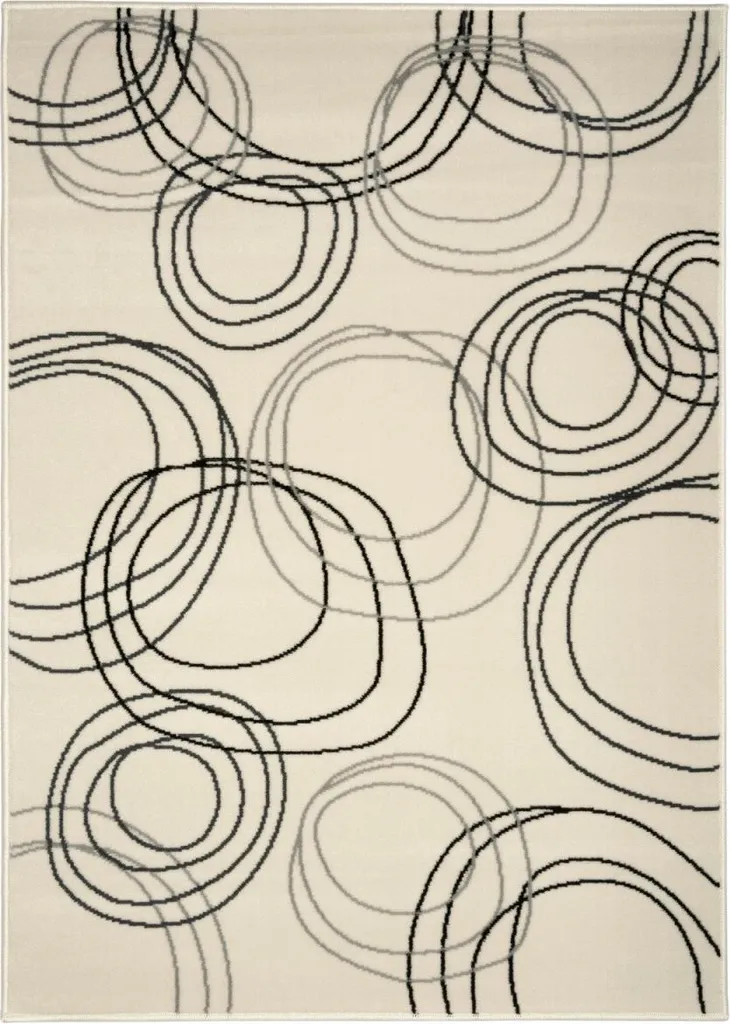 Tapis Circles crème 190 x 280 cm - Grand tapis de salon design moderne