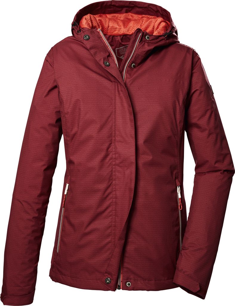 Killtec Outdoojacke mit Kapuze für Damen wasserdicht, Farbe:Weinrot, Größe:46