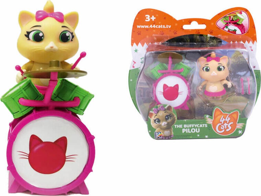 Smoby 44 Cats Spielfigur Pilou mit Schlagzeug, Spiel Figur, Sammelfigur, Spielzeug, Kinder, 7600180112
