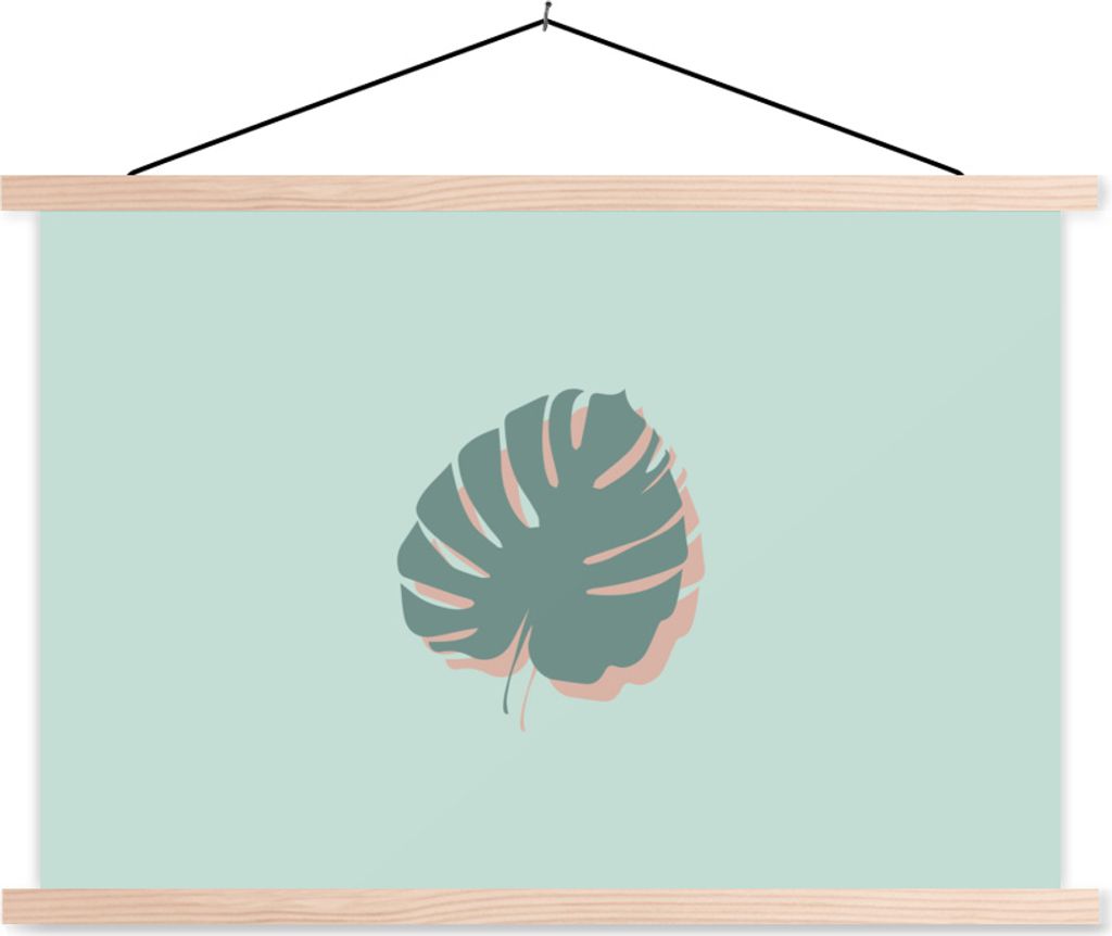MuchoWow Textilposter Sommer - Monstera - Pastell 60x40 cm mit holzfarbenen Rahmen - Bilder