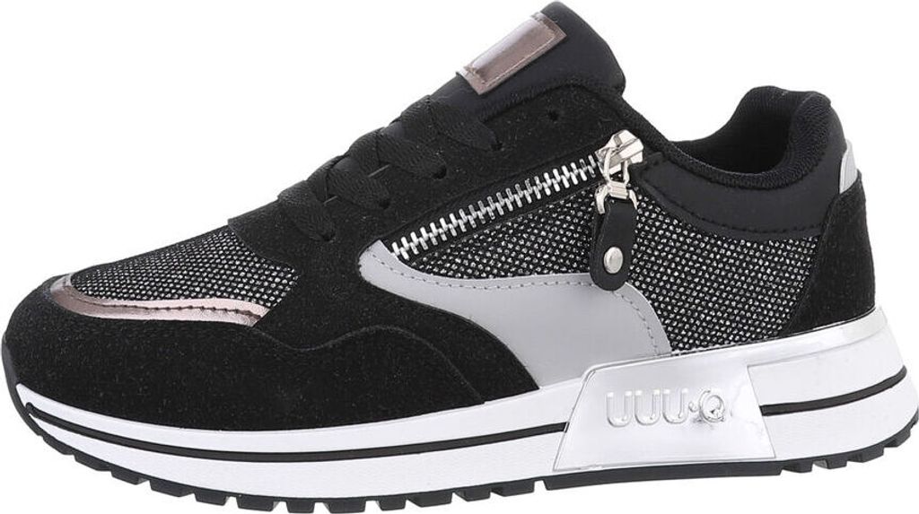 Ital-Design Damen Freizeitschuhe Wildlederoptik, Lederoptik, Synthetikoptik Sneakers Low 85878176 Schwarz Gr. 38