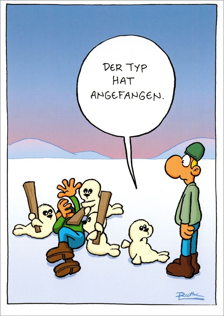 Cartoon-Postkarte Ralph Ruthe "Der Typ hat angefangen."