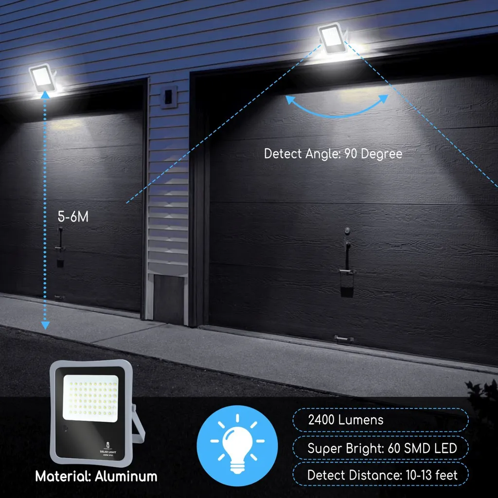 Projecteur Solaire Extérieur LED 300W Étanche IP65 Lampe Jardin Puissante