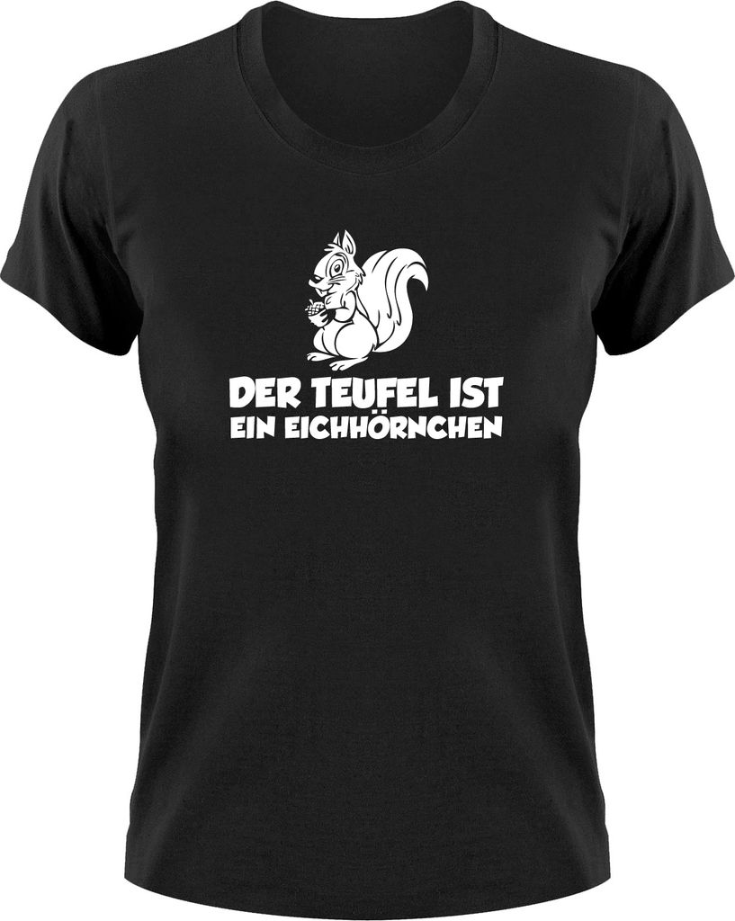 Styletex23 T-Shirt Der Teufel ist ein Eichhörnchen Fun, schwarz Damen, XXL