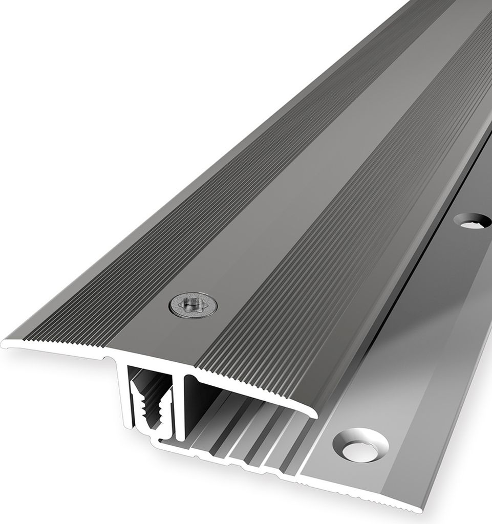 PROVISTON | Übergangsprofil | Parkettausgleich | Breite: 44 mm | Höhenausgleich: 7 - 18 mm | Länge: 1000 mm | Aluminiumprofil | Edelstahloptik |...