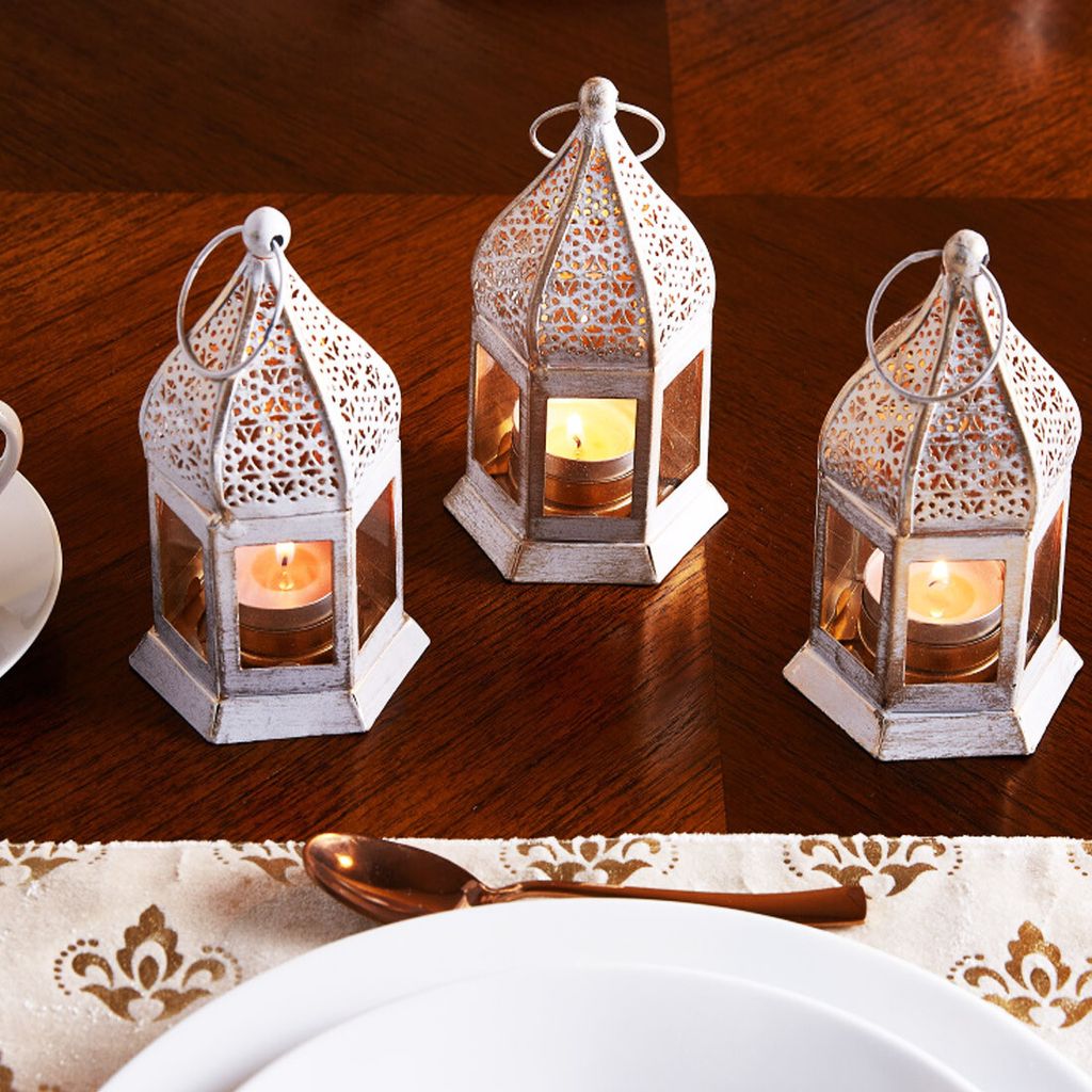 MARRAKESCH 3er Set Orientalische Laterne Gadi 12cm Windlichter Laternen für draußen als Balkon deko oder innen als Wohnzimmer Ramadan Deko