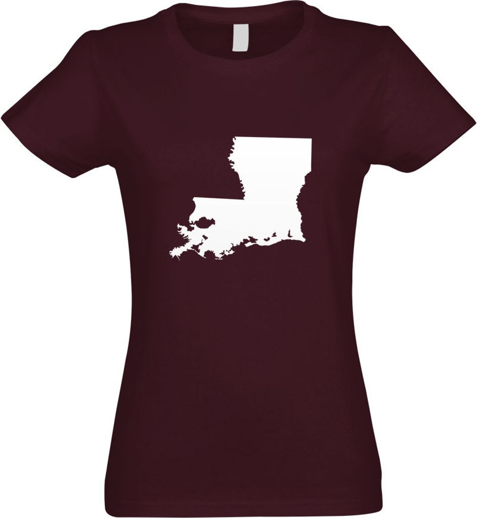 Kiwistar - T-Shirt tailliert - Damen - Burgund - USA - Lousiana Baton Rouge - mit Motiv Bedruckt - Funshirt Design - Sport - Freizeit - Damen - XL