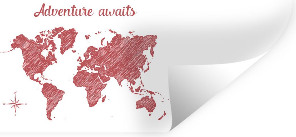 MuchoWow Wandtattoo Wandsticker Wandaufkleber Weltkarte - Rot - Zitate 90x30 cm Selbstklebend und Repositionierbar - Selbstklebend - Fototapeten