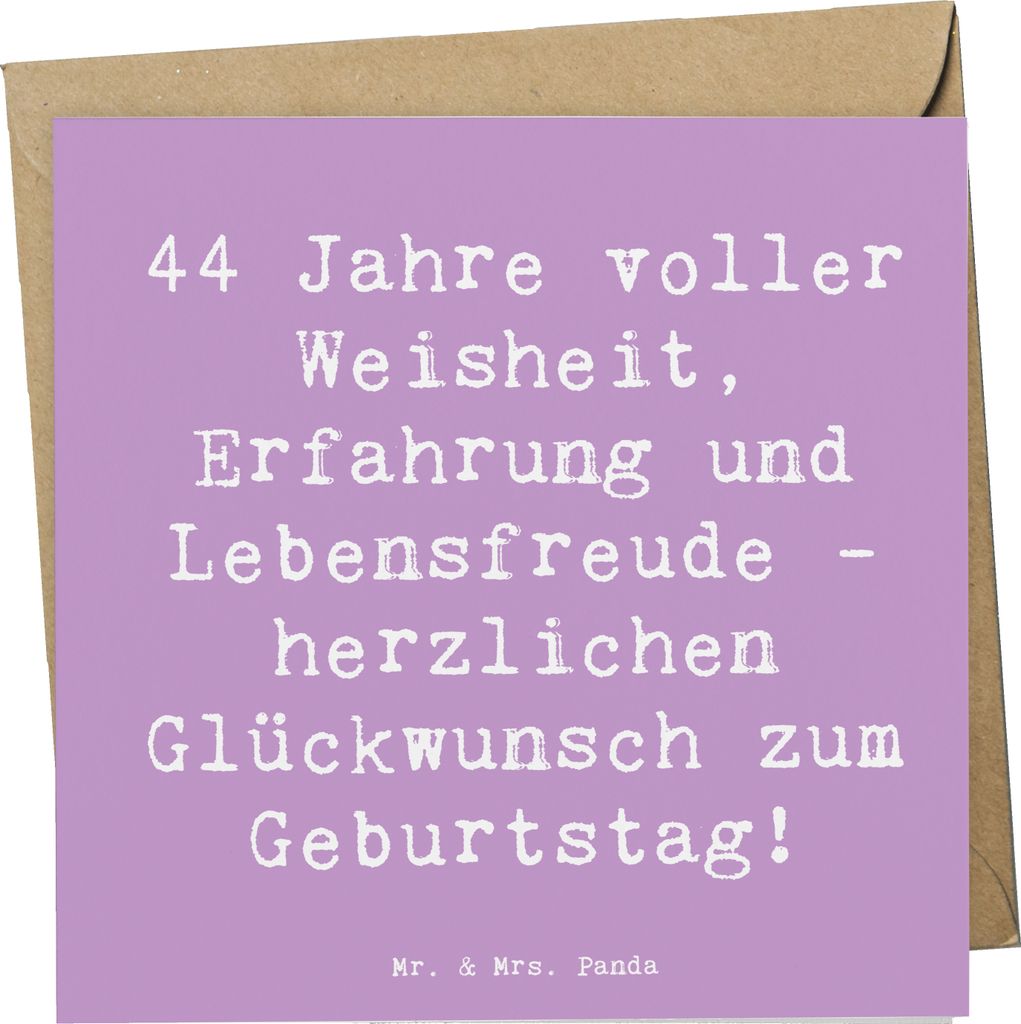Mr. & Mrs. Panda Glückwunschkarte Spruch 44. Geburtstag - Lavendeltraum - Geschenk, Happy Birthday, emotionale Verbindung, Geburtstagsspruch, feie...