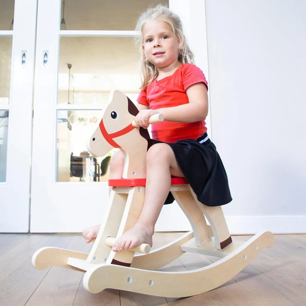 Cheval à bascule en bois naturel robuste - Design classique de qualité - 2