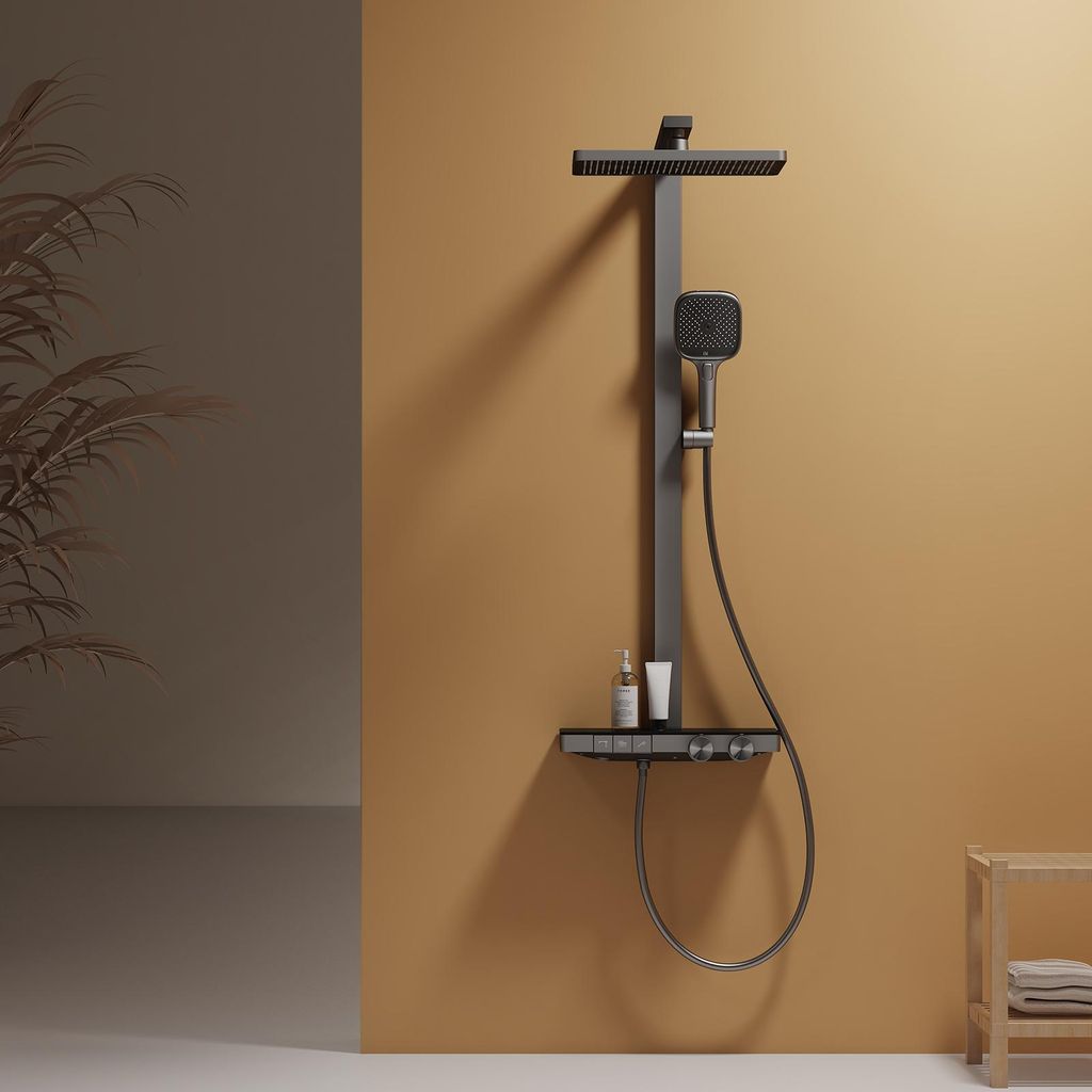 Système de douche EMKE avec thermostat, anthracite mat - Image du produit 