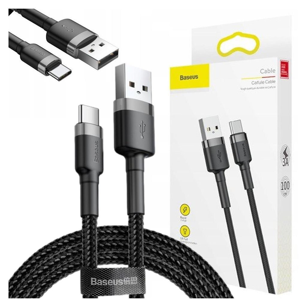 Baseus CATKLF-BG1, 1 m, USB A, USB C, Czarny Zdjęcie produktu 