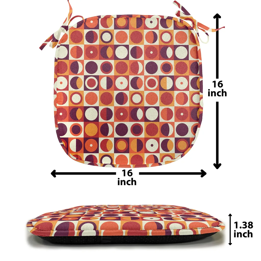 ABAKUHAUS Imbottitura geometrica per sedie da sala da pranzo, Sixties Style Ovals, cuscino decorativo impermeabile con cinturini per sedie da cucina, 40 cm x 40 cm - confezione da 12, calendula marrone castagna - 3